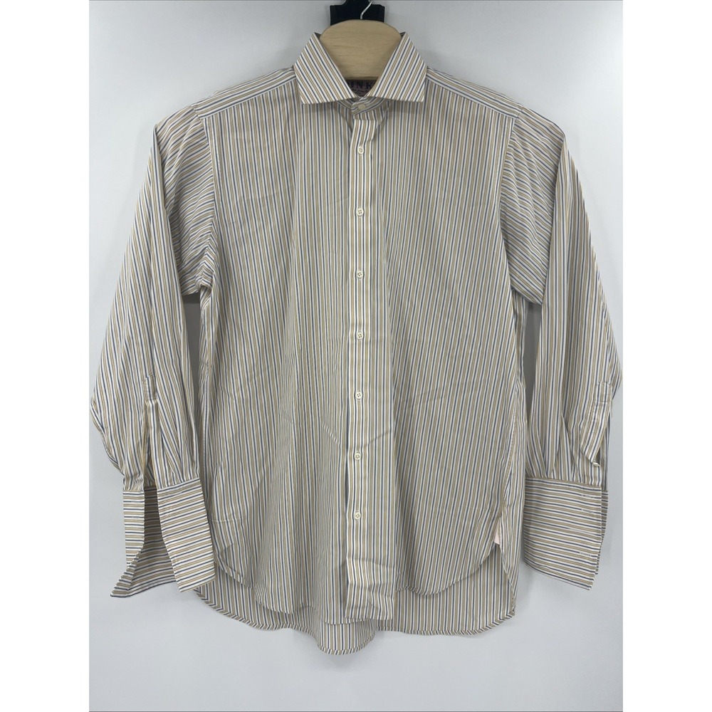 Pink Thomas Pink London Mens‎ Button Up Striped Yellow Shirt Size 16-34